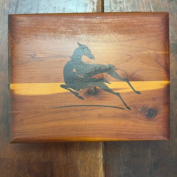 Vintage Cedar Handmade Trinket Box - Picture 1 of 15